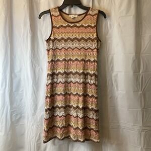 Knit Works Women Crochet Lace Chevron Knit Tank Missioni Style Dress Sz XL‎ 16